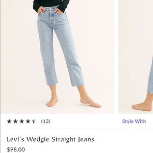 Wedge straight Levi jeans light wash